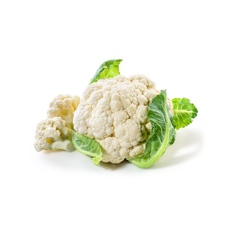 Life Extension, Cauliflower head on white background, coq10 nutrient in cauliflower. 